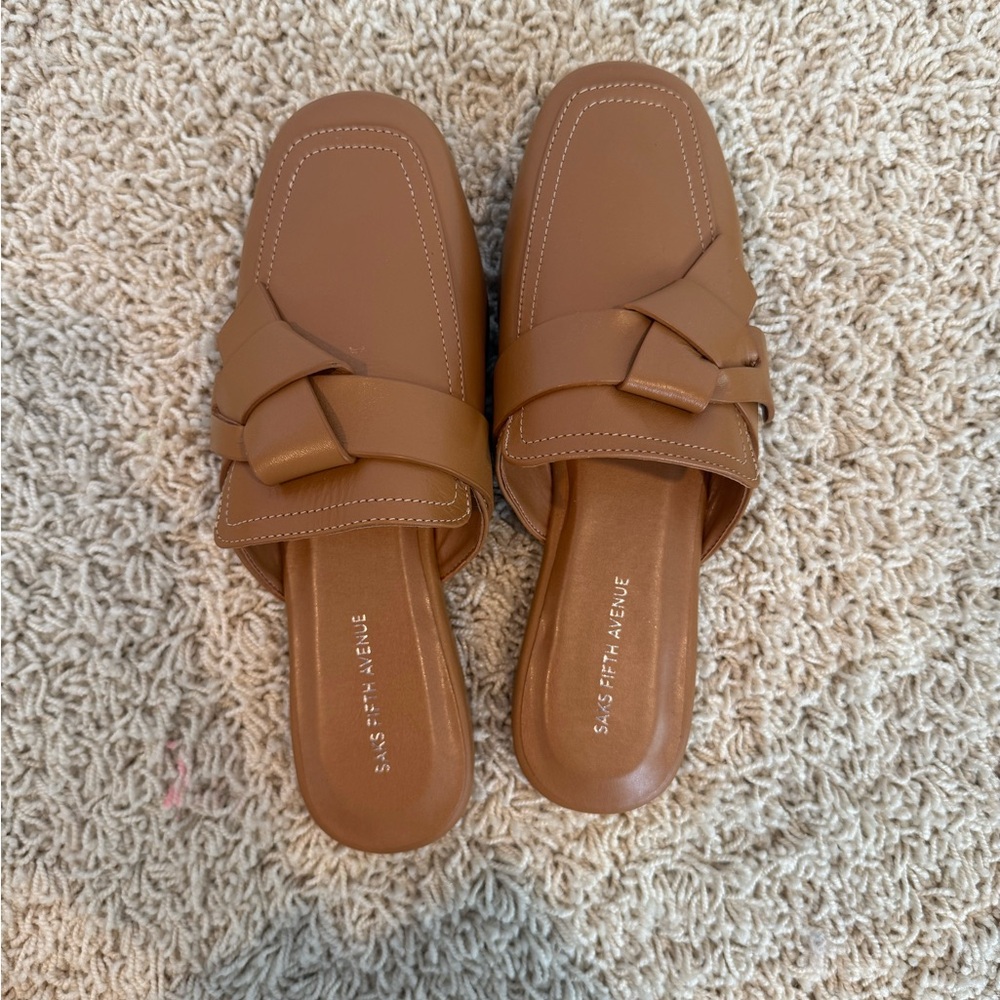 Saks Fifth Avenue Tan Mules